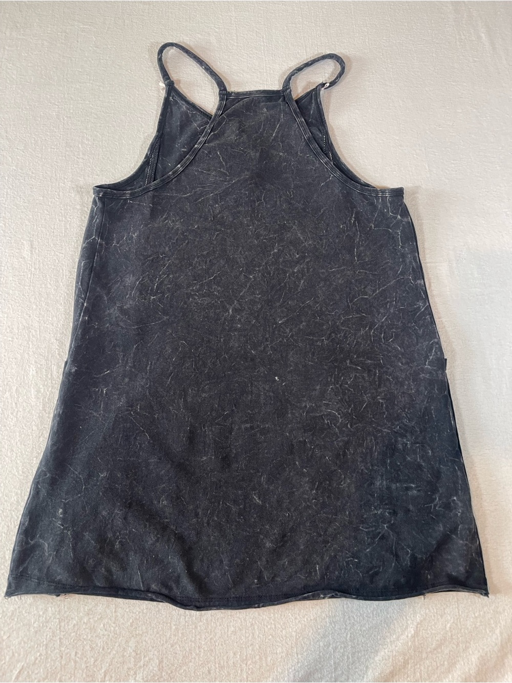 Vinyl Thread Black Marbled Mini Dress with Pink Trim- Racerback with Pockets - Picture 5 of 7